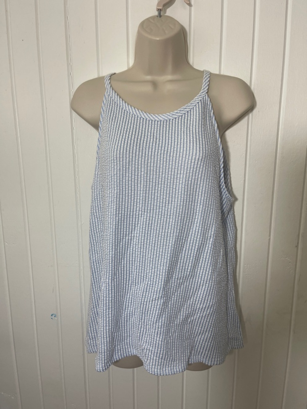 Light Blue and White Striped Tank Top - LARGE - NWT
